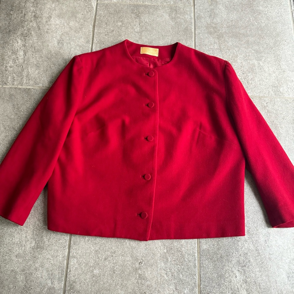 Red Pendleton Button Down 100% Wool Blazer Jacket… - image 6